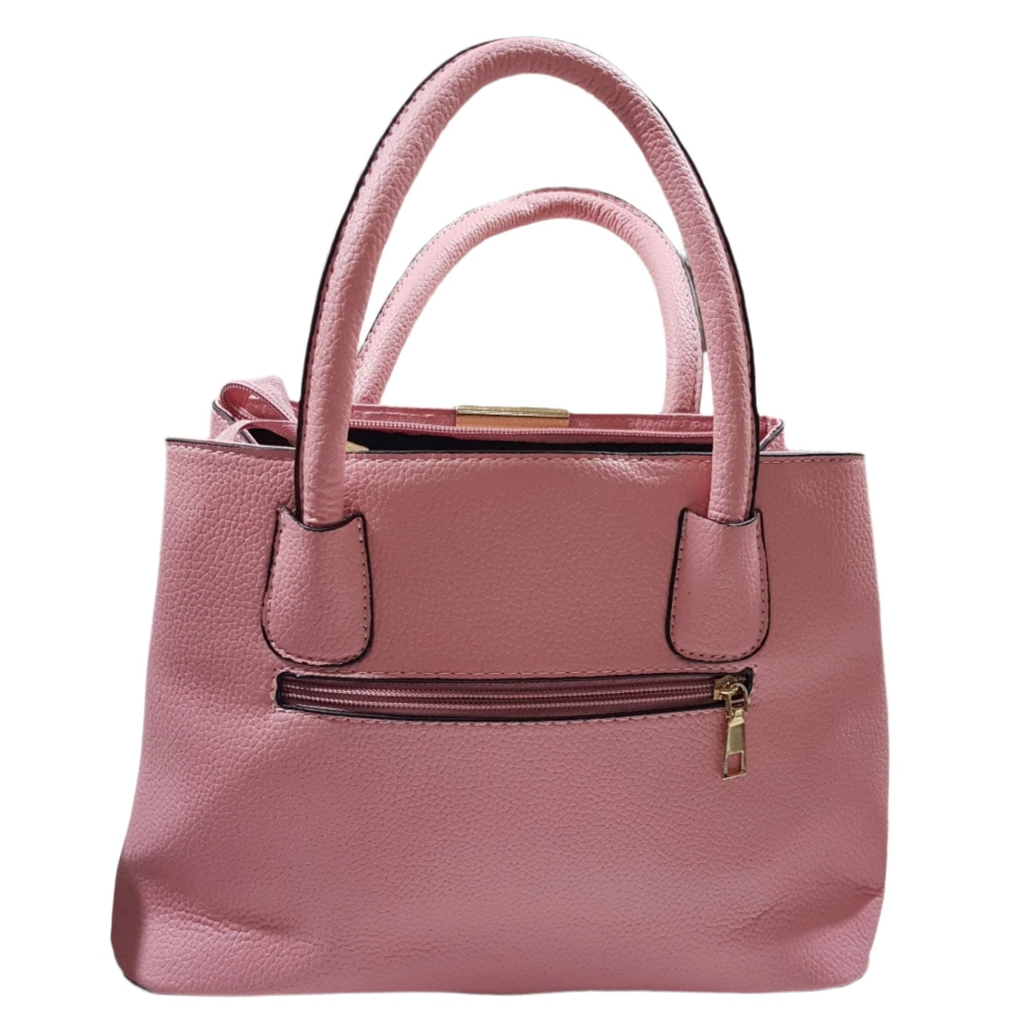 Pink Leather Handbag With Shoulder Strap