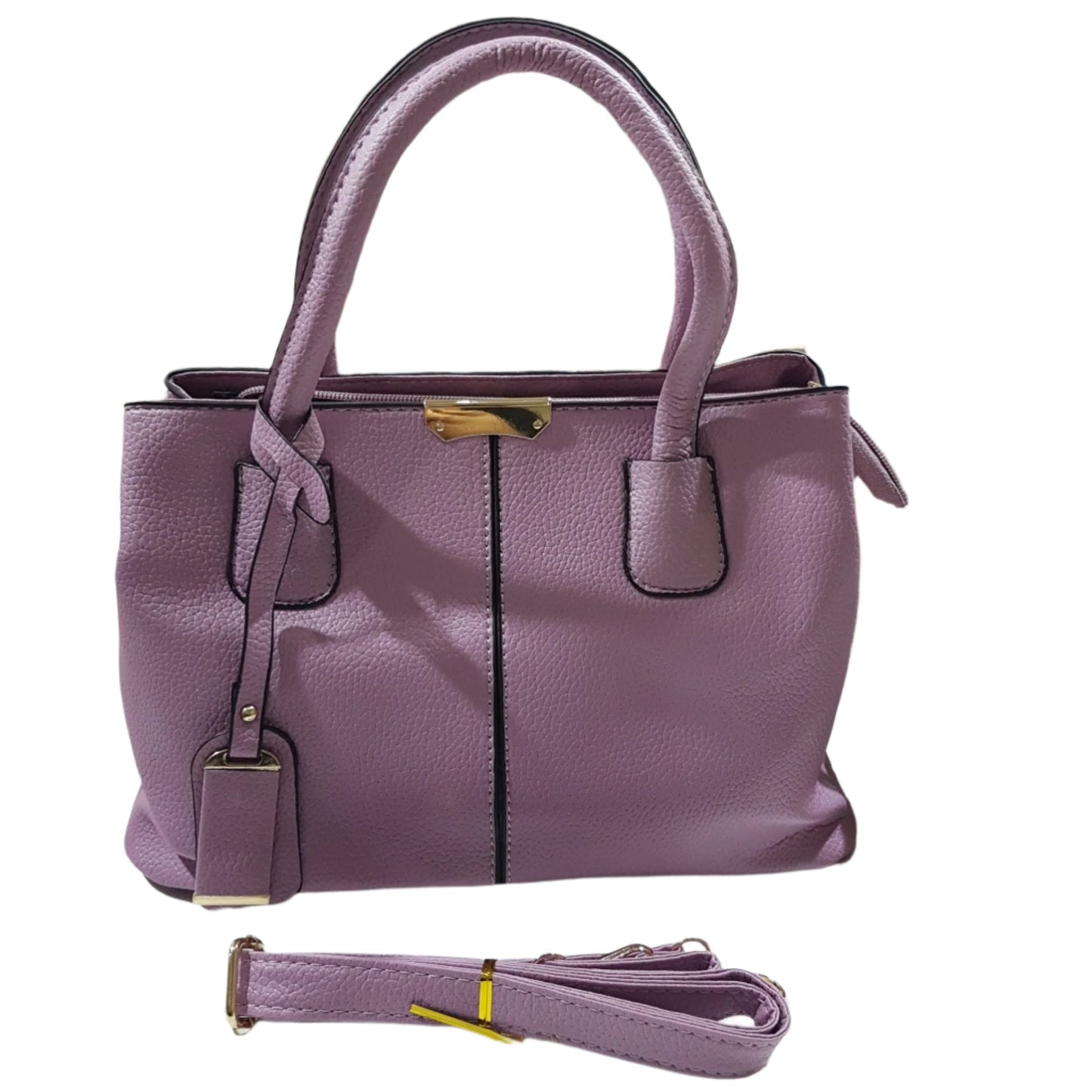 Light Purple Leather Handbag With Shoulder Strap