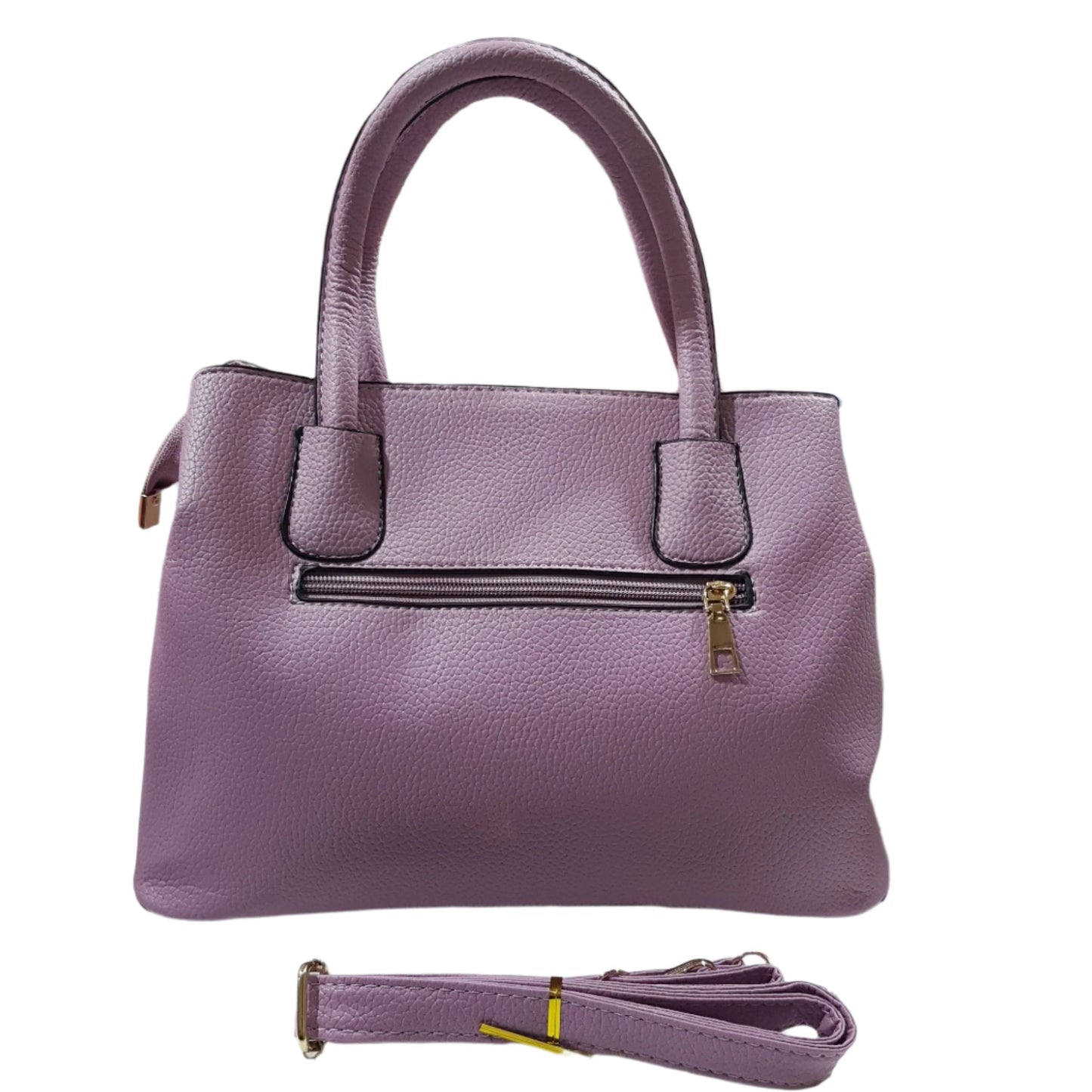 Light Purple Leather Handbag With Shoulder Strap