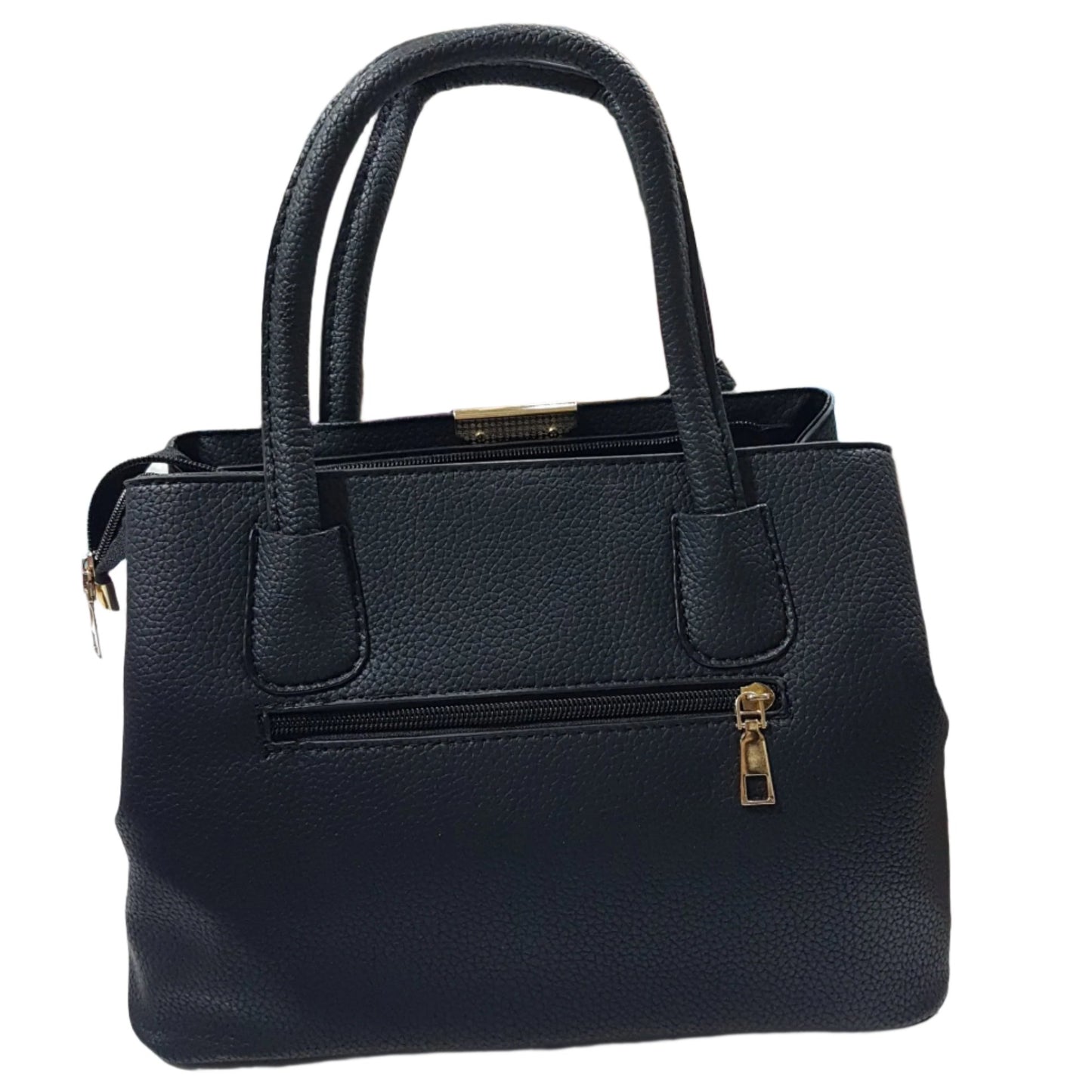 Black Leather Handbag With Shoulder Strap