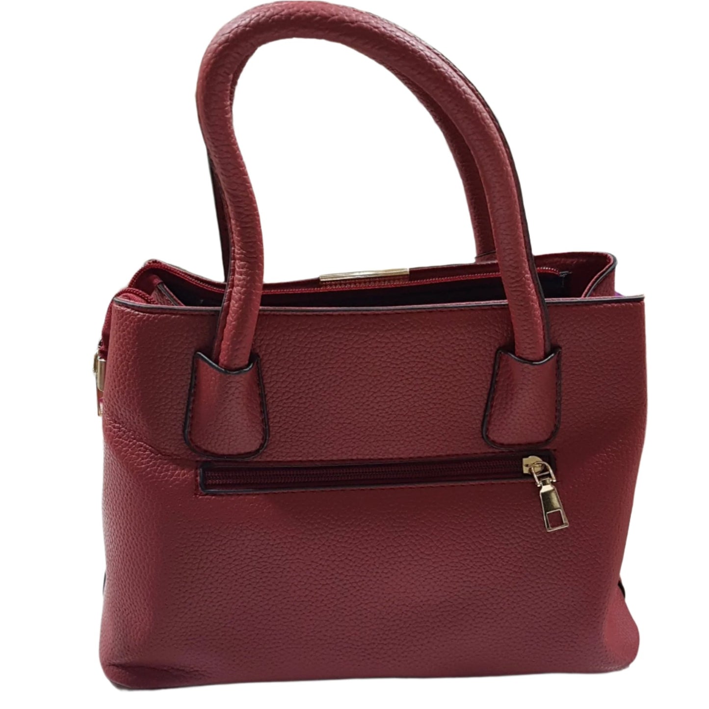 Dark Red Leather Handbag With Shoulder Strap