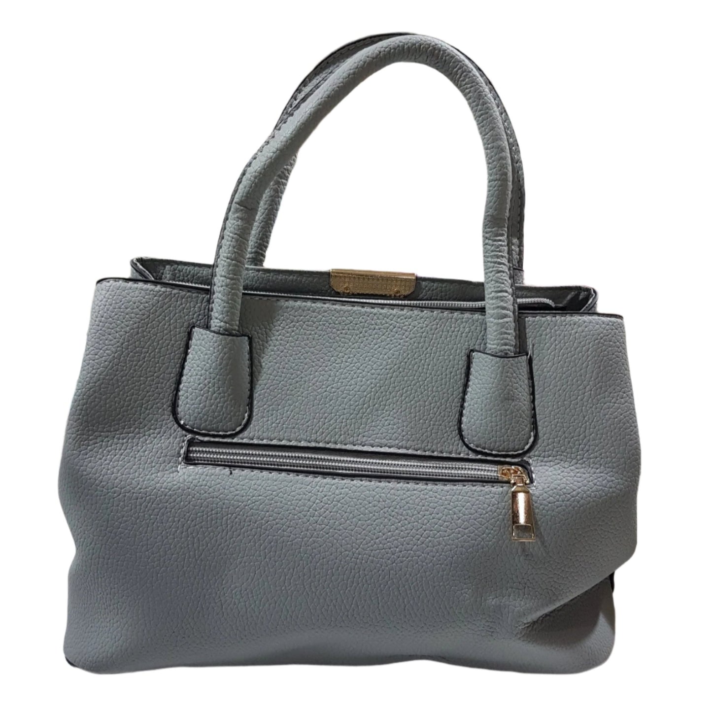 Light Grey Leather Handbag With Shoulder Strap