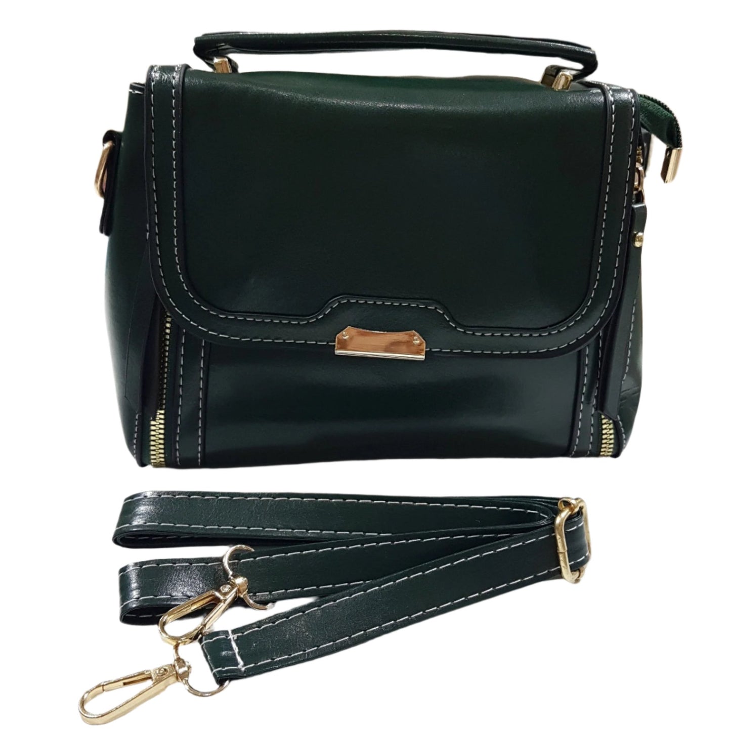 Dark Green Leather Handbag