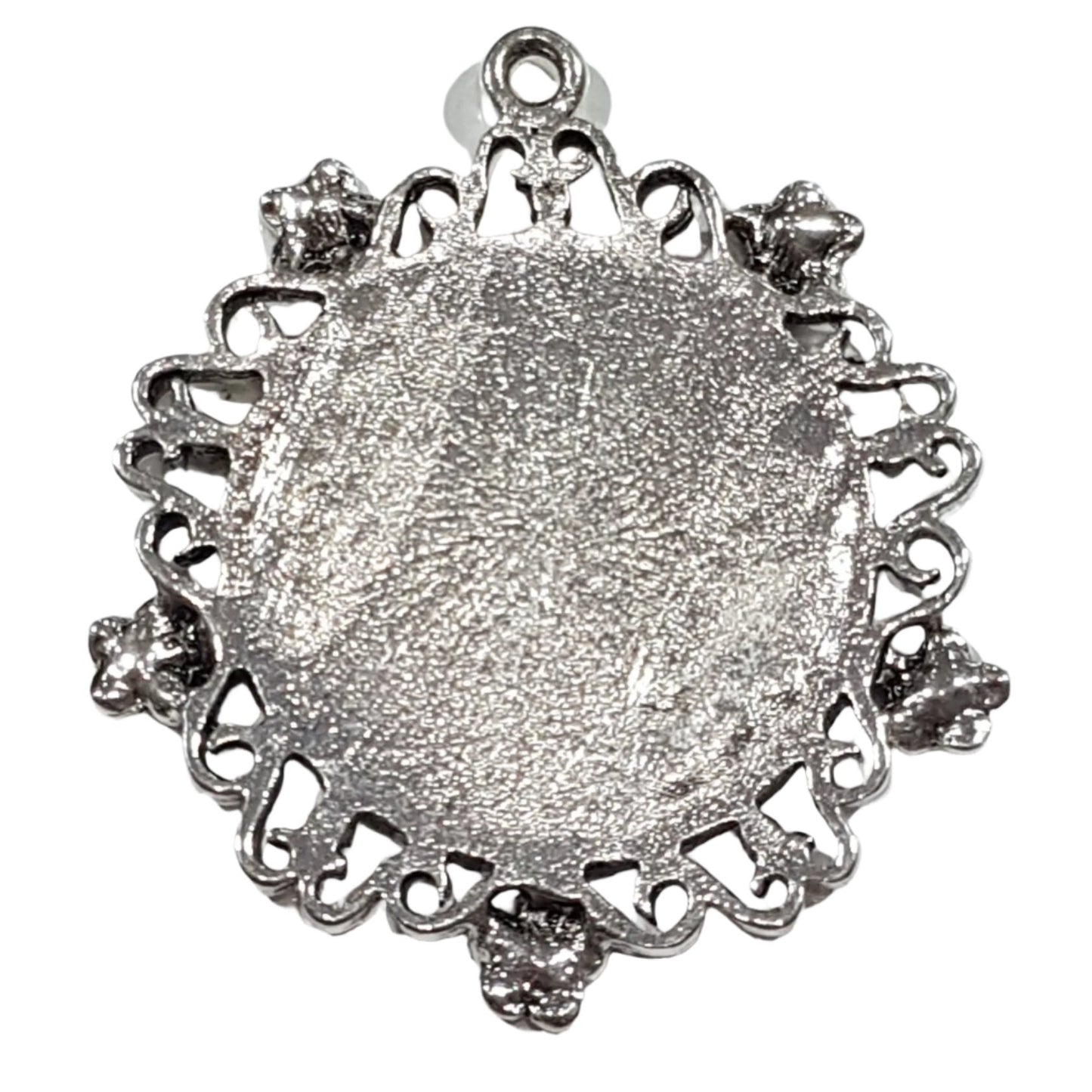 2pc Silver Floral Cabochon Pendant