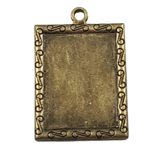 Antique Bronze Rectangle Cabochon Pendant