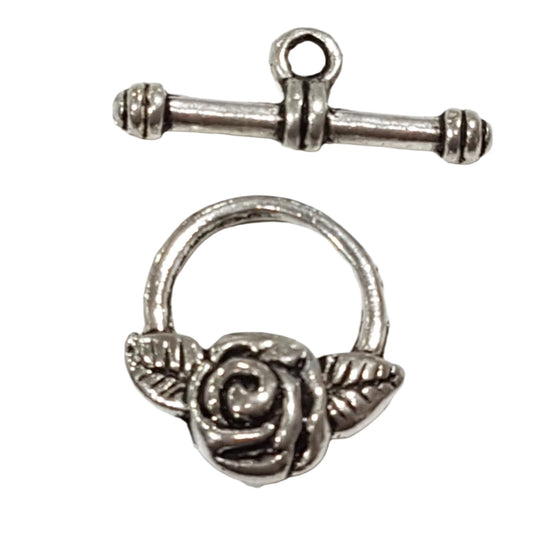 5 Sets Silver Rose Toggle Clasps