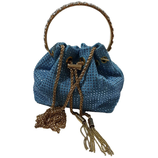 Blue Rhinestone Bucket Bag