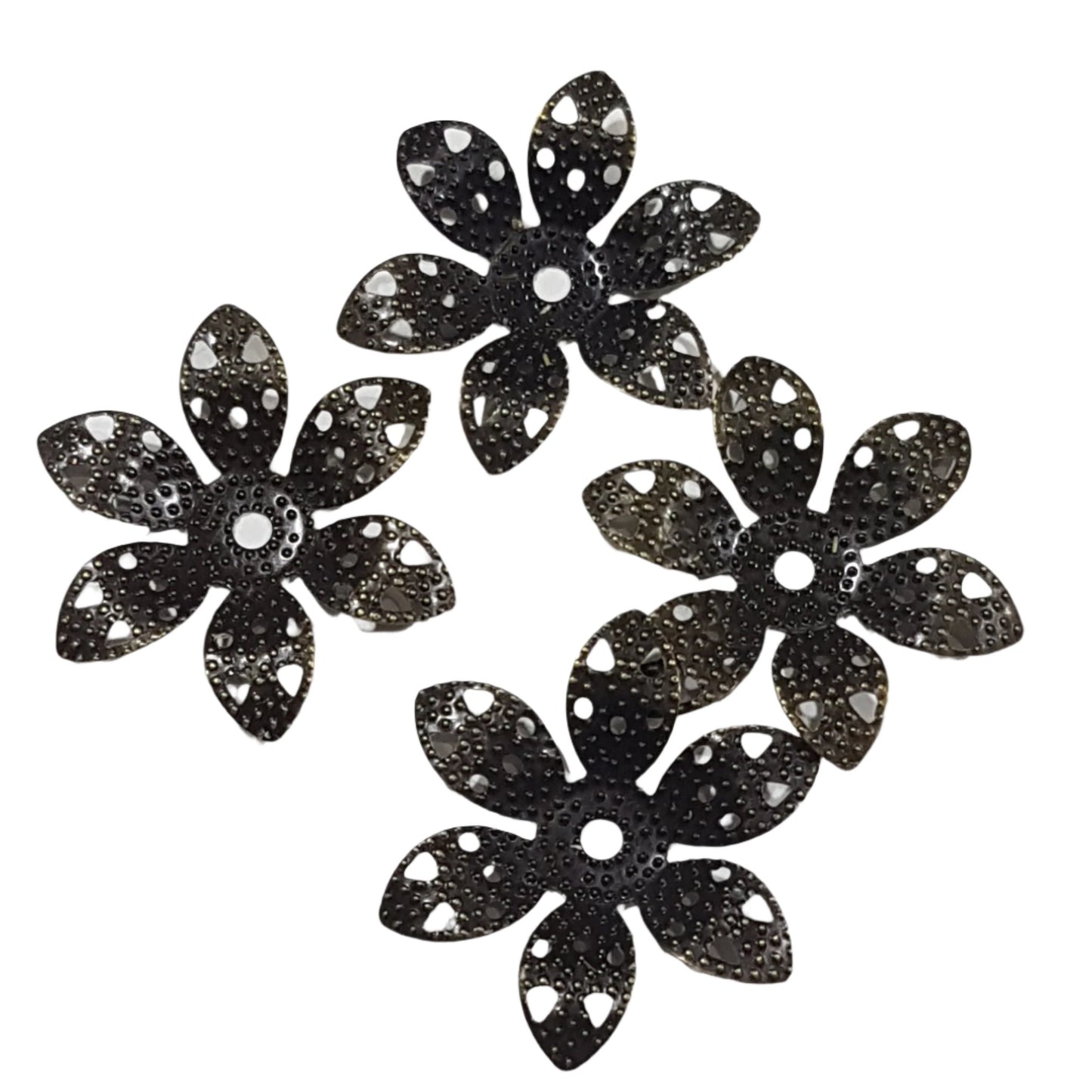 20pc Dark Bronze Flower Filigree Bead Caps