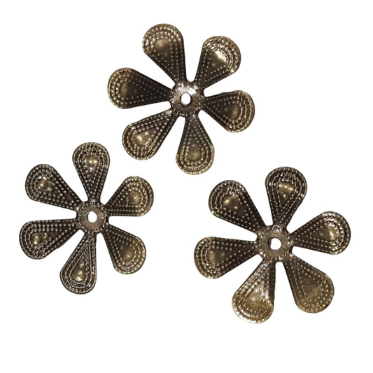 20pc Bronze Flower Filigree Bead Caps