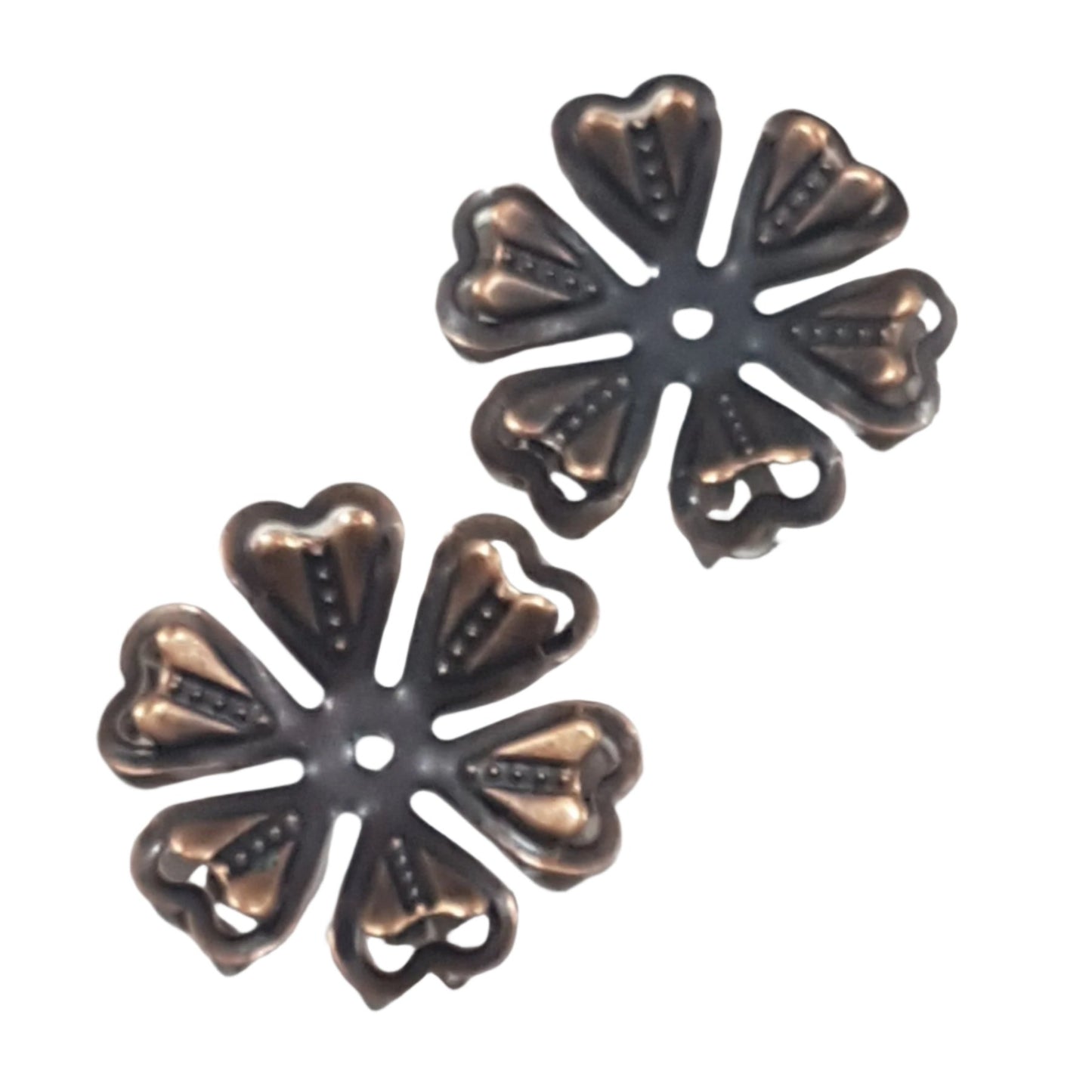 10pc Copper Flower Filigree Bead Caps