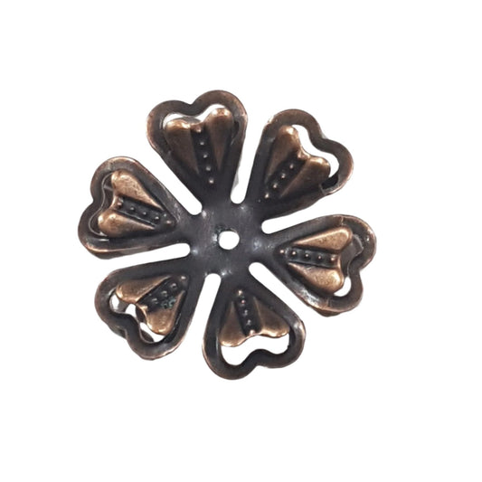 10pc Copper Flower Filigree Bead Caps