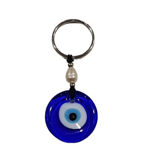 Flat Round Evil Eye Keychain