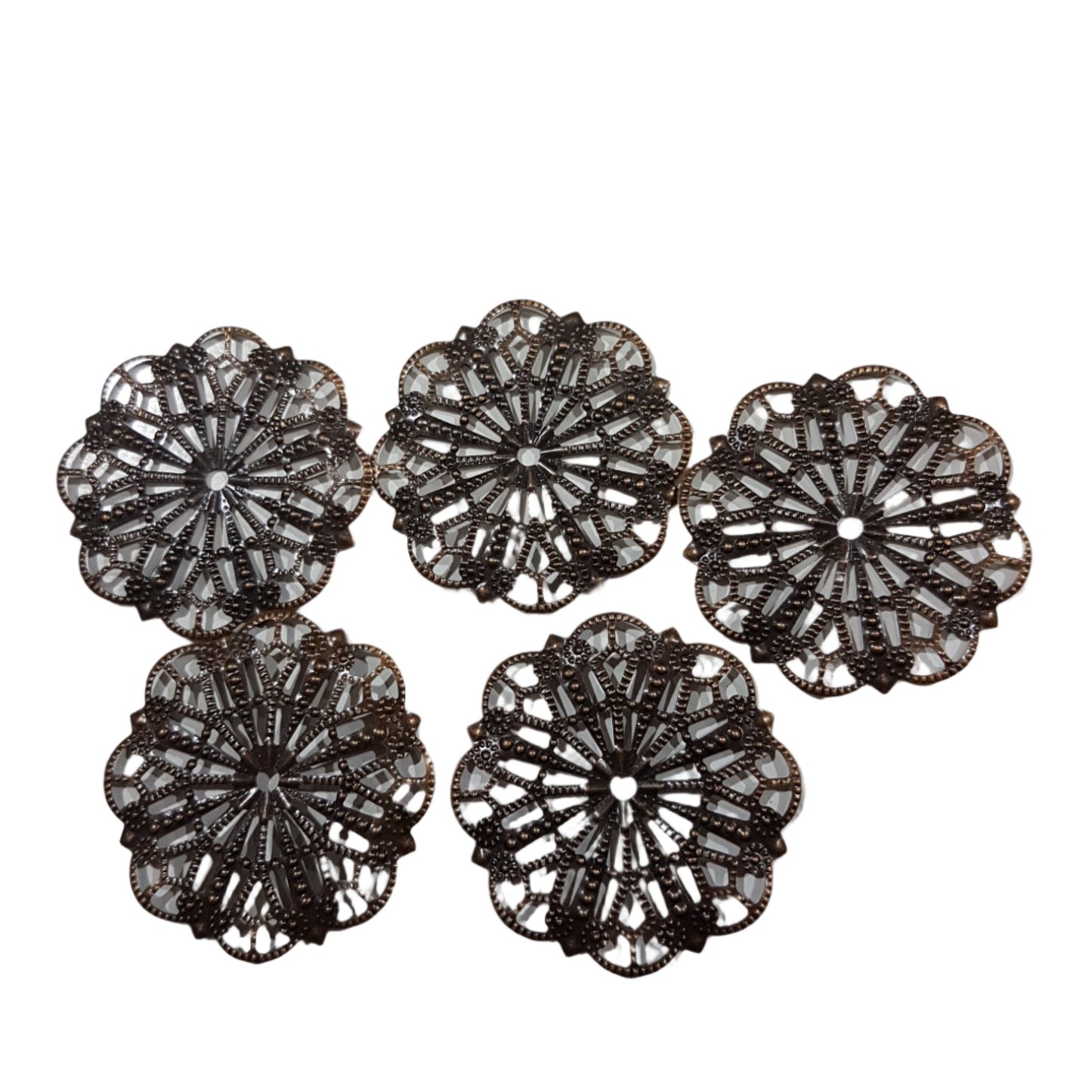 5pc Antique Copper Vintage Style Filigree Stamping