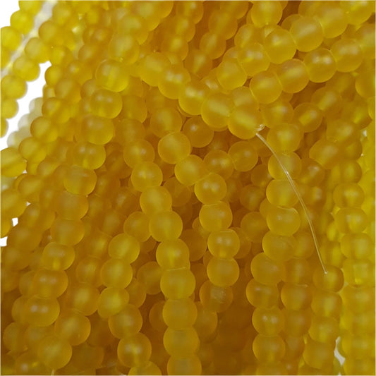 6mm Yellow Frosted Glass Beads