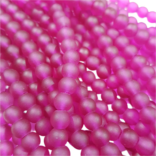 6mm Purple Frosted Glass Beads