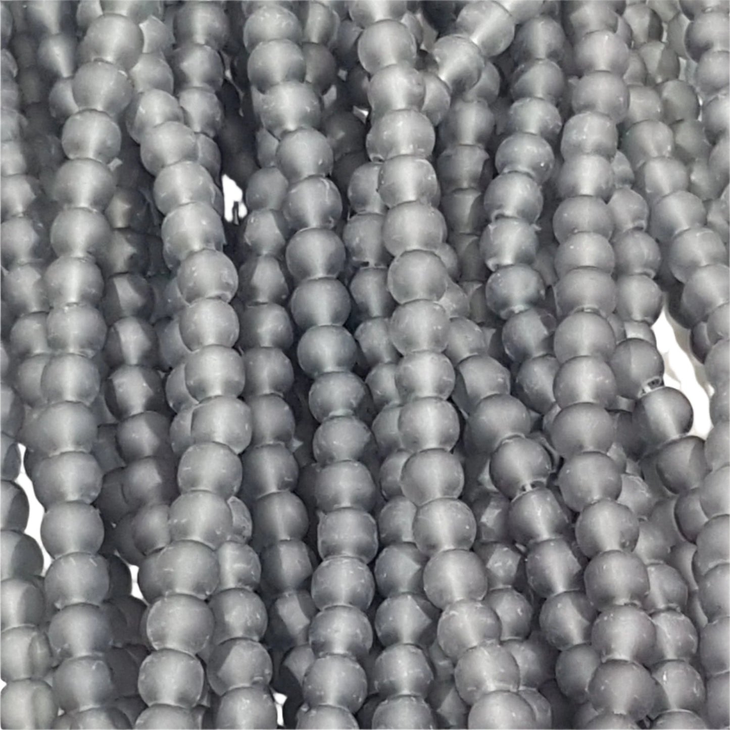 6mm Grey Frosted Glass Beads