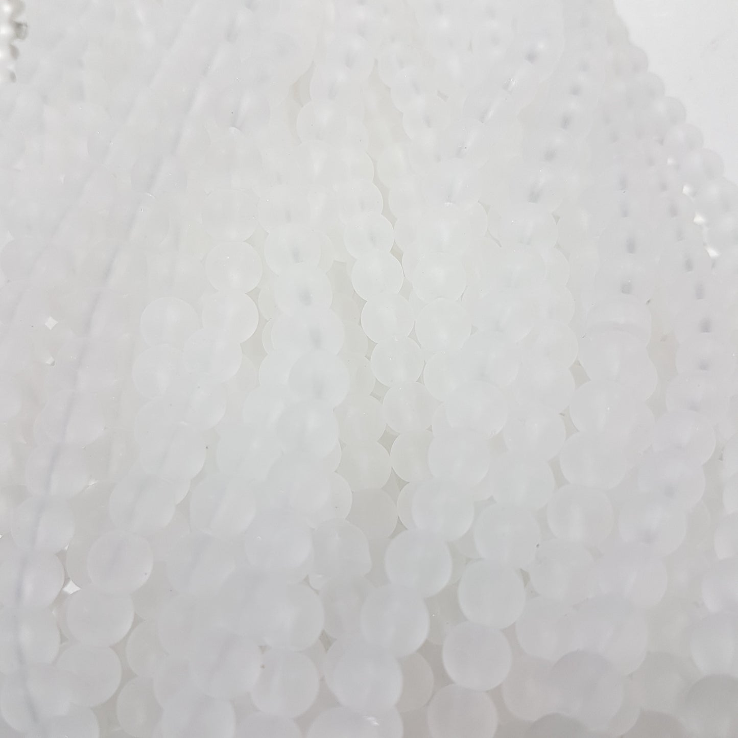 6mm White Frosted Glass Beads