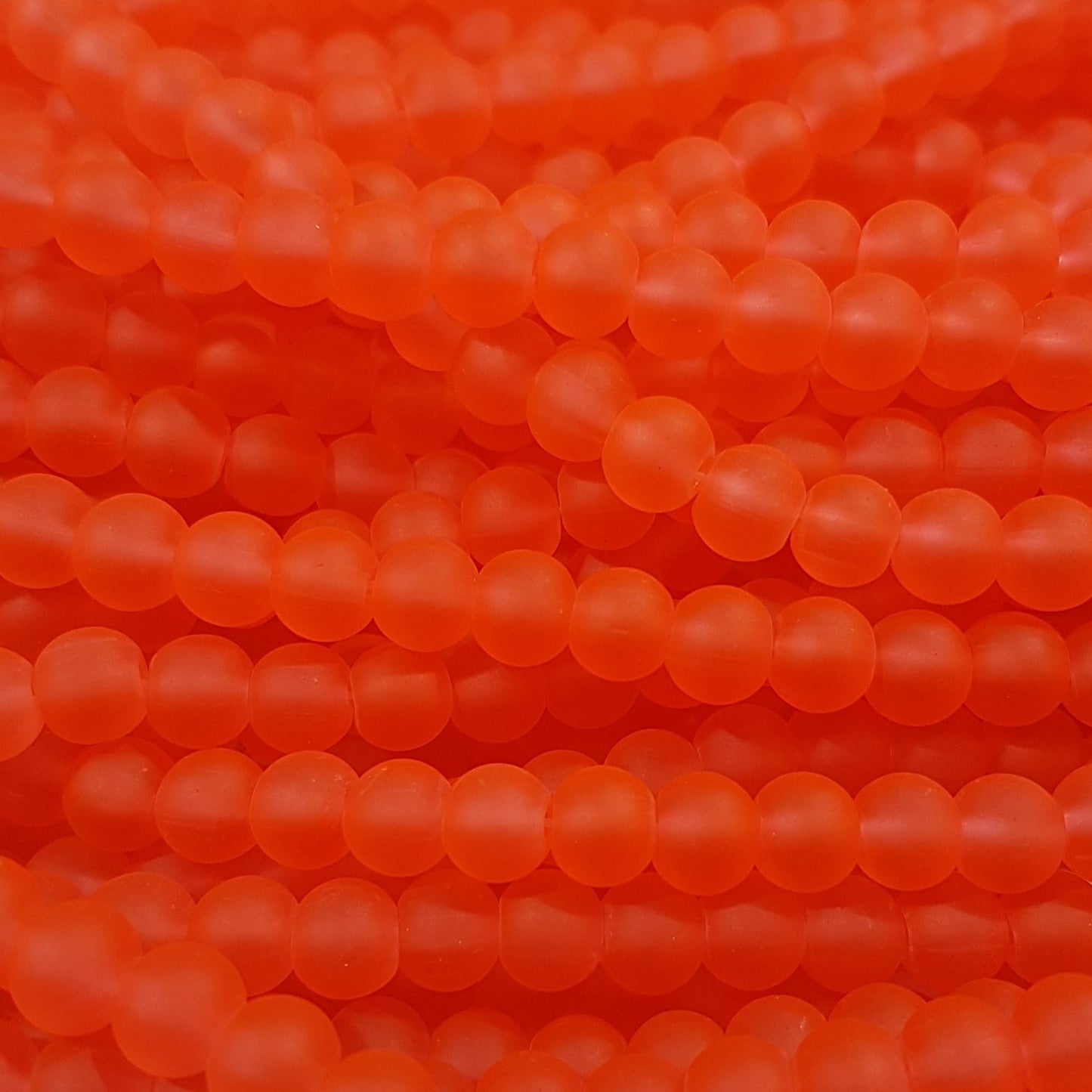 6mm Bright Orange Frosted Glass Beads