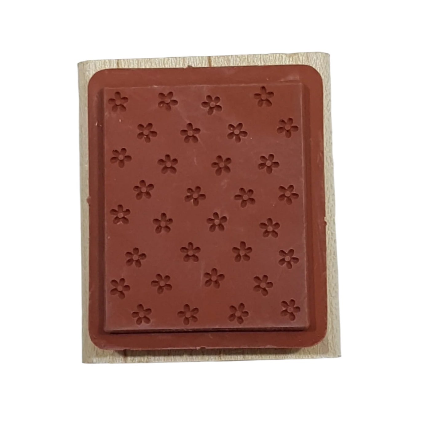 Block Of Flowers Wooden Rubber Stamp