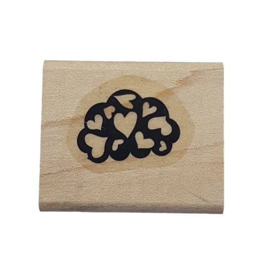 Cloud With Love Hearts Wooden Rubber Stamp