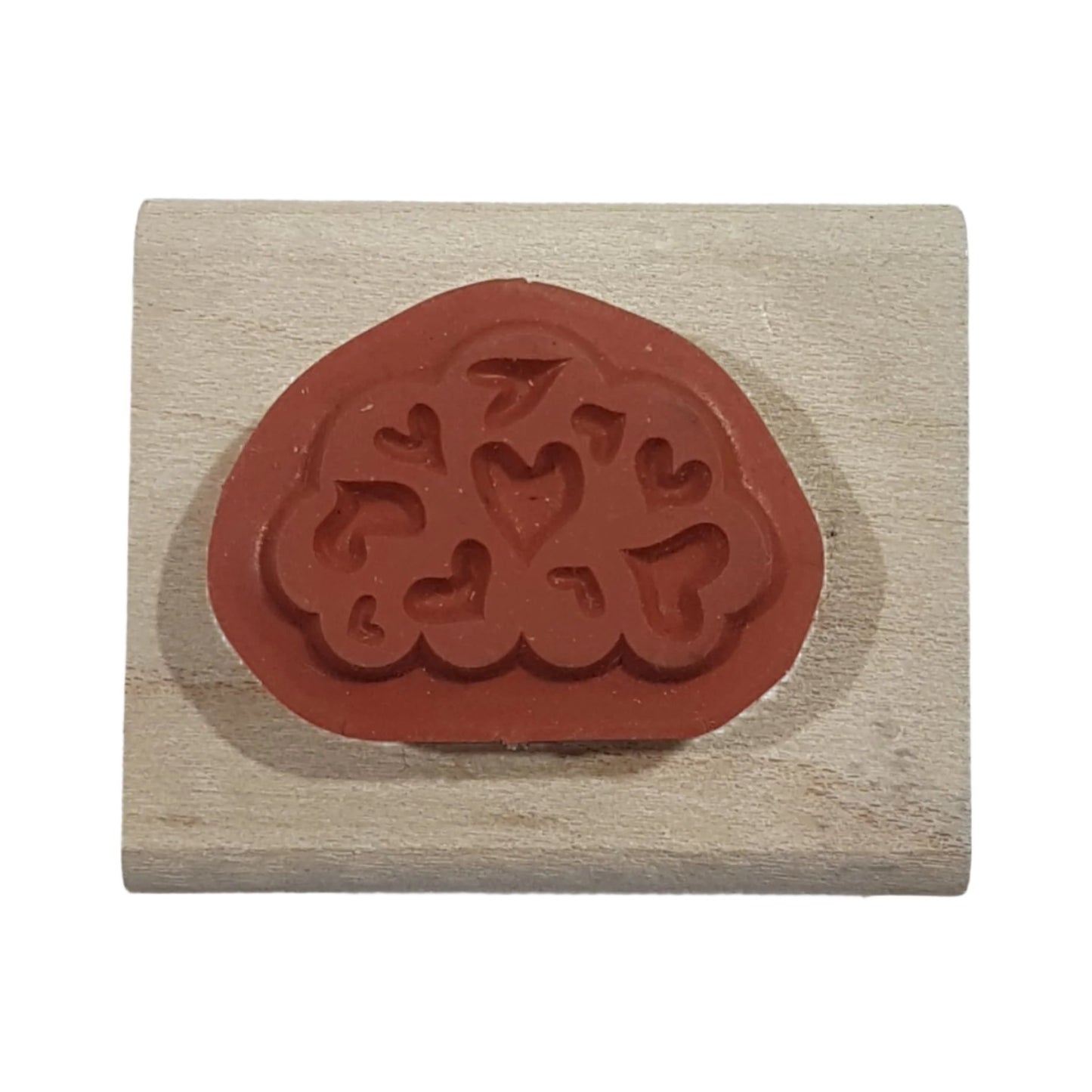 Cloud With Love Hearts Wooden Rubber Stamp