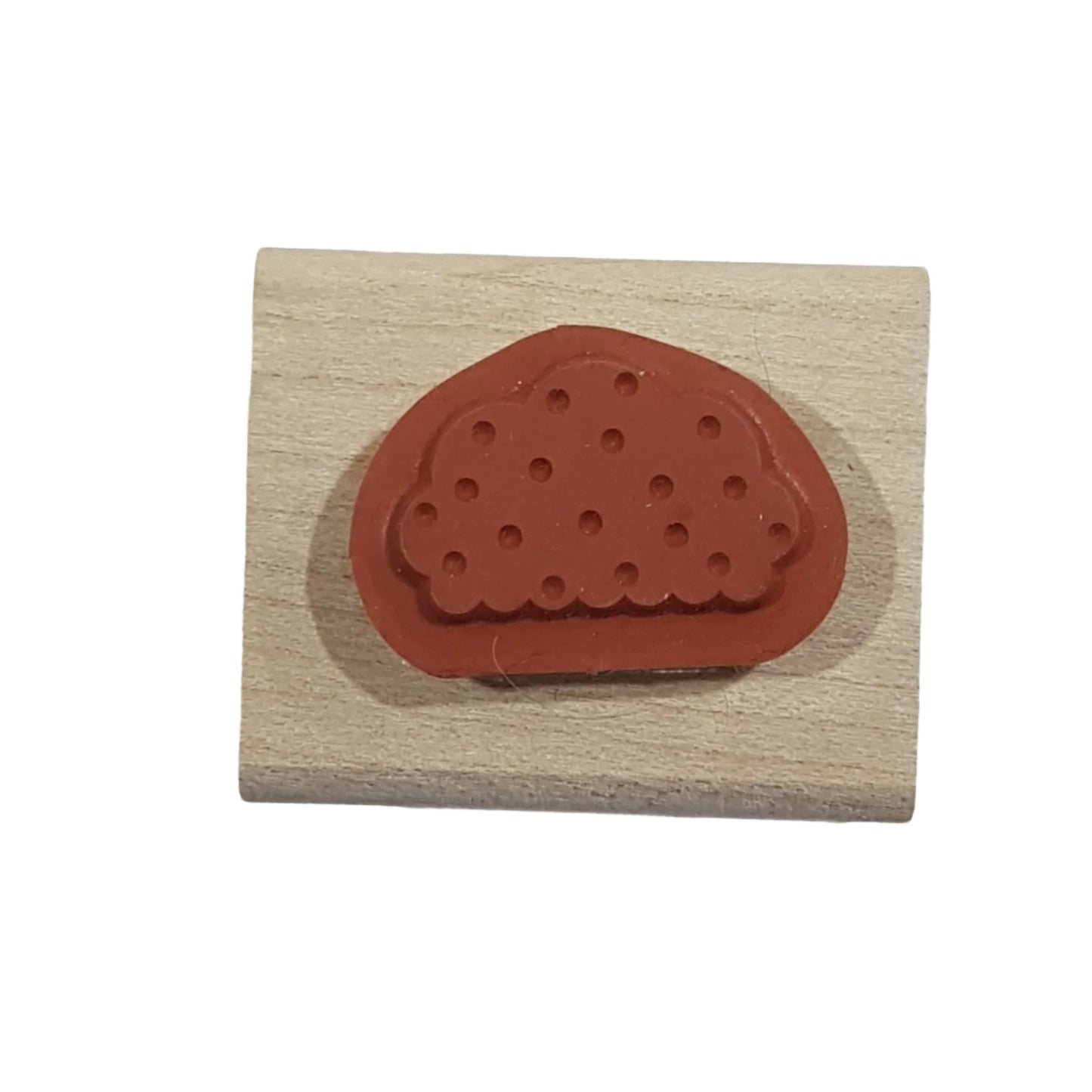 Cloud With Dots Wooden Rubber Stamp