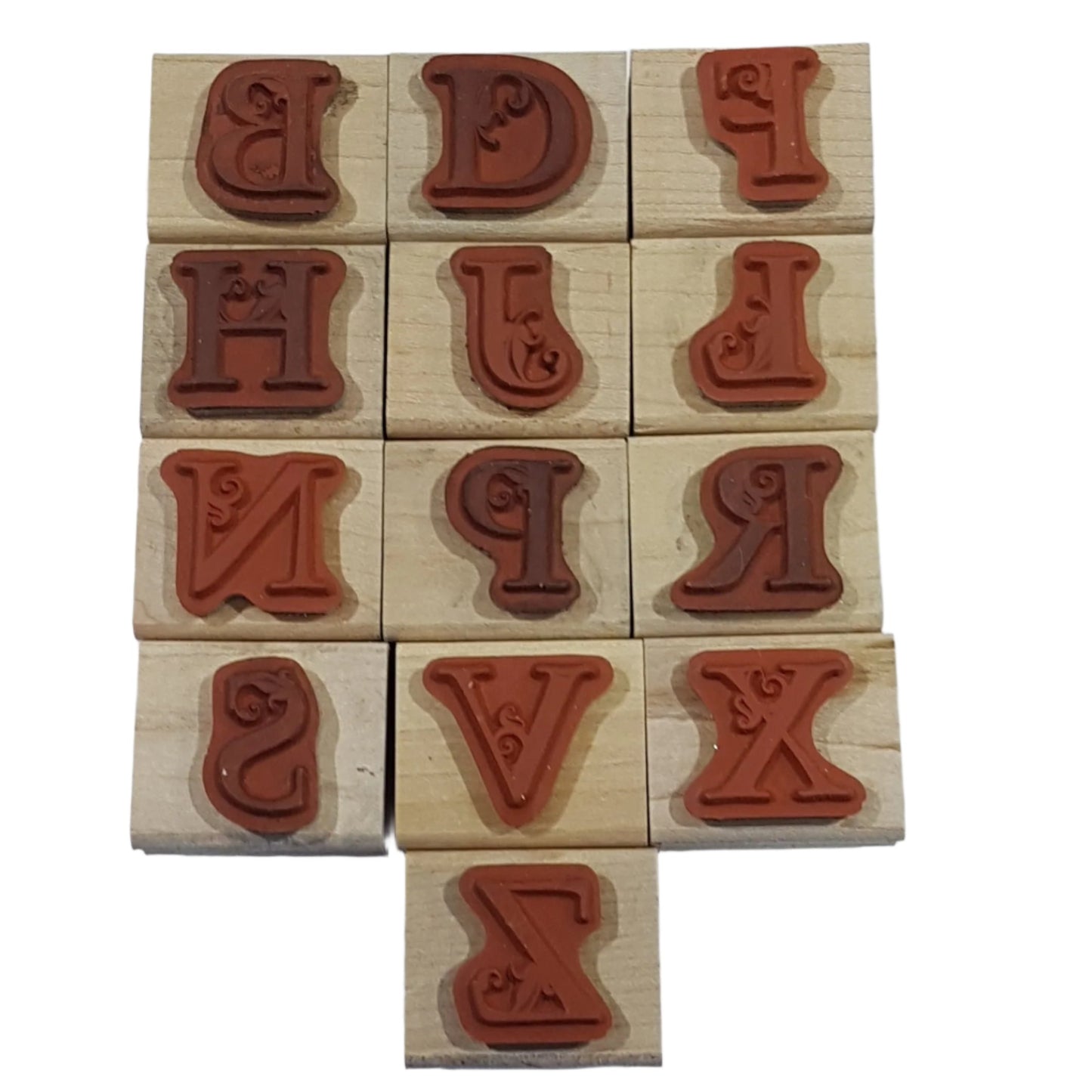 Full Set Of Alphabet Letters Wooden Rubber Stamps