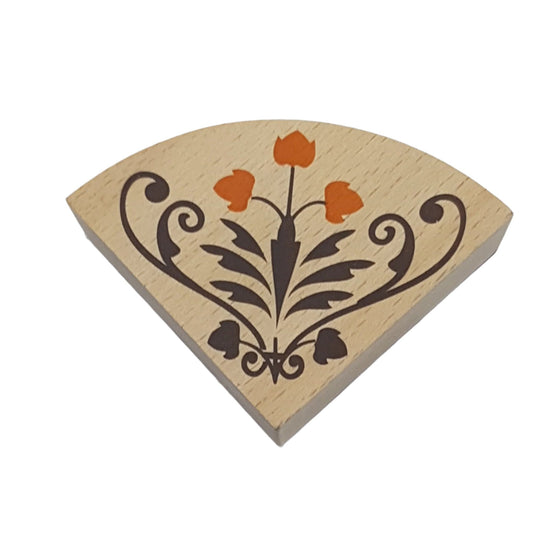 Vintage Style Corner Flourish With Tulips Wooden Rubber Stamp