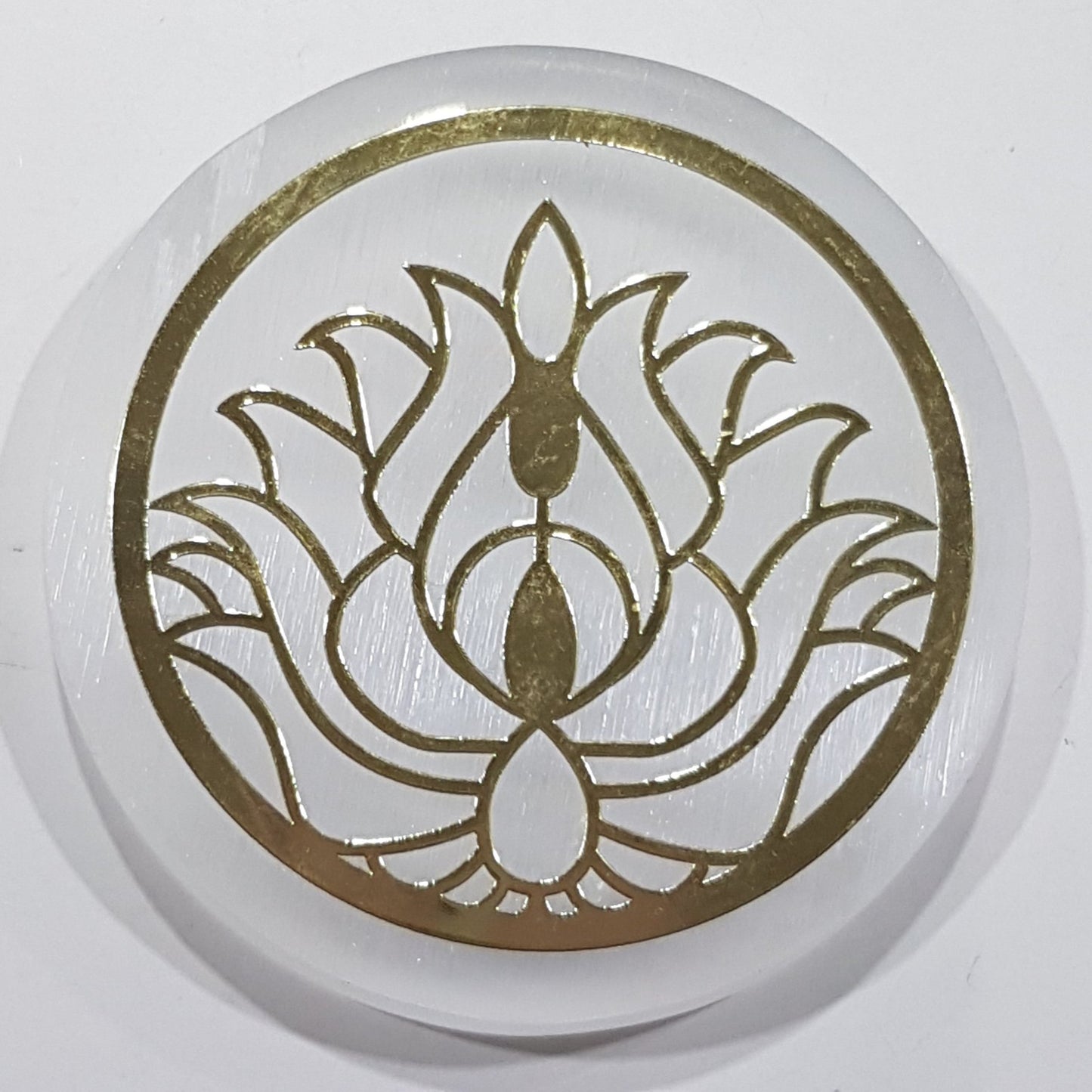 Small Selenite The Lotus Gold Foil Charging Plate