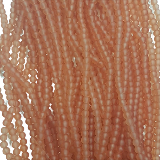 6mm Orange Frosted Glass Beads