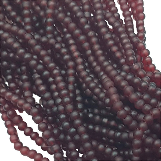 6mm Dark Red Frosted Glass Beads