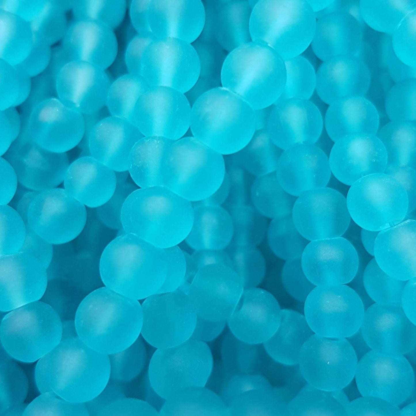 6mm Turquoise Frosted Glass Beads