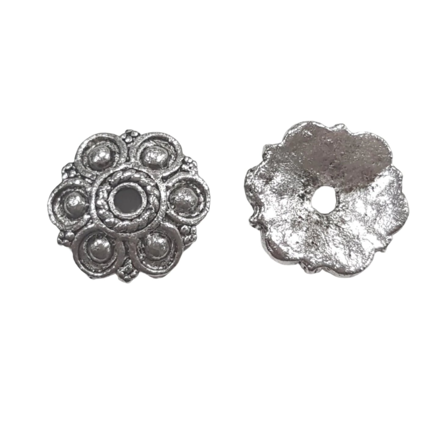 30pc Silver Floral Bead Caps