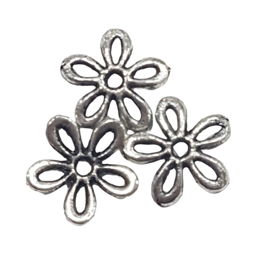 50pc Antique Silver 5 Petal Bead Cap