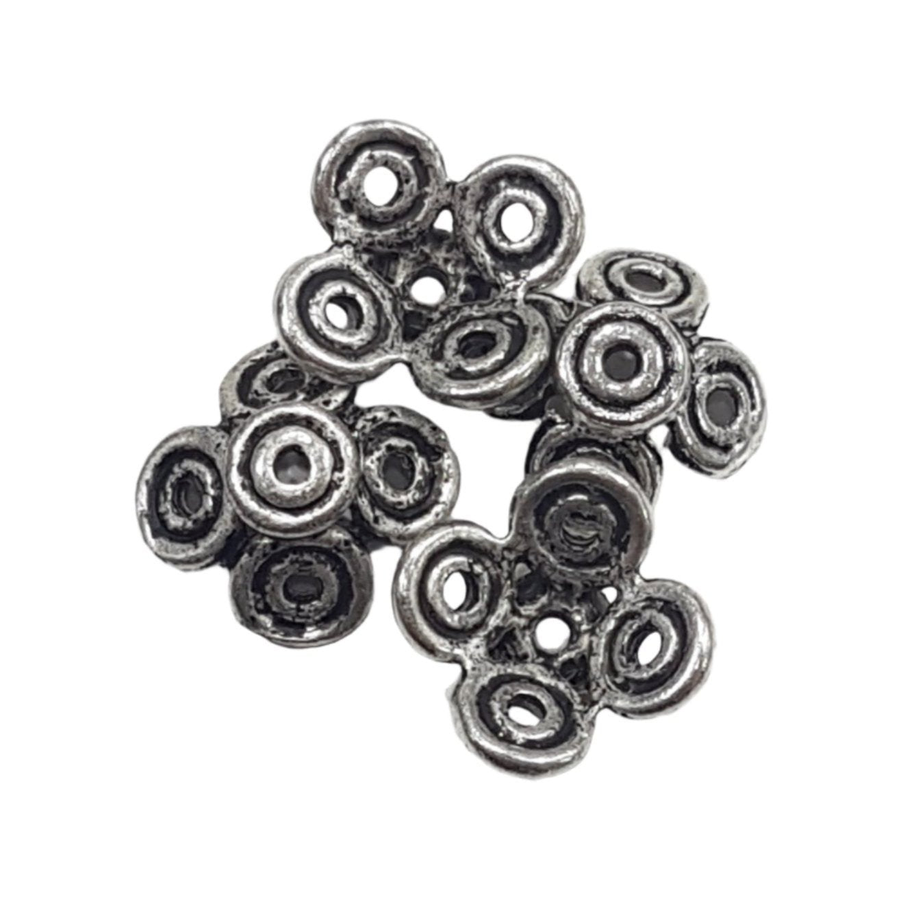 30pc  Large Silver Floral Bead Caps