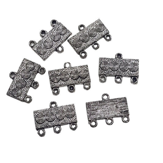 10pc Silver Triple Hole Link Connectors