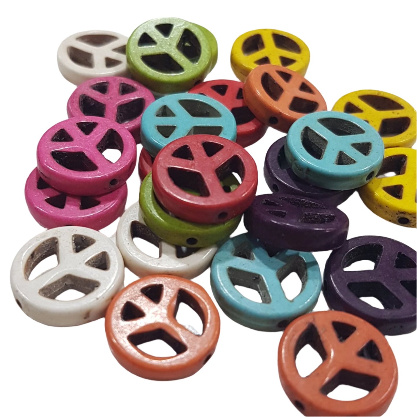 24pc Dyed Howlite Peace Sign Beads