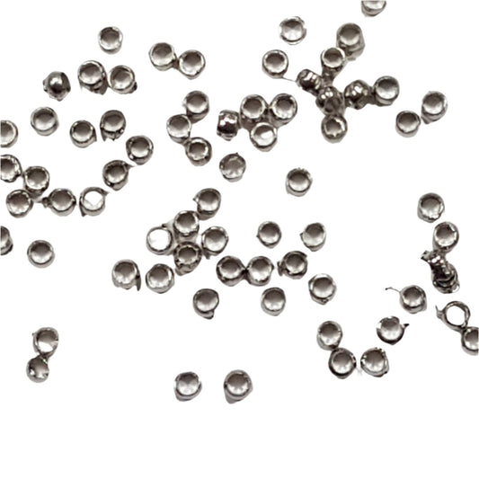 100pc 2mm Round Dark Silver Crimps