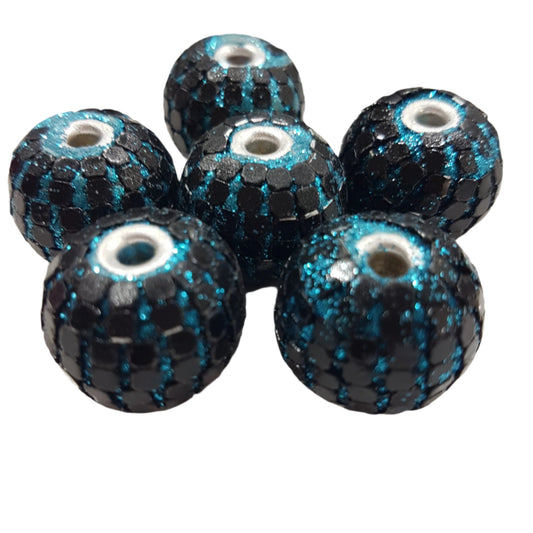 6pc Black & Blue Kashmiri Beads