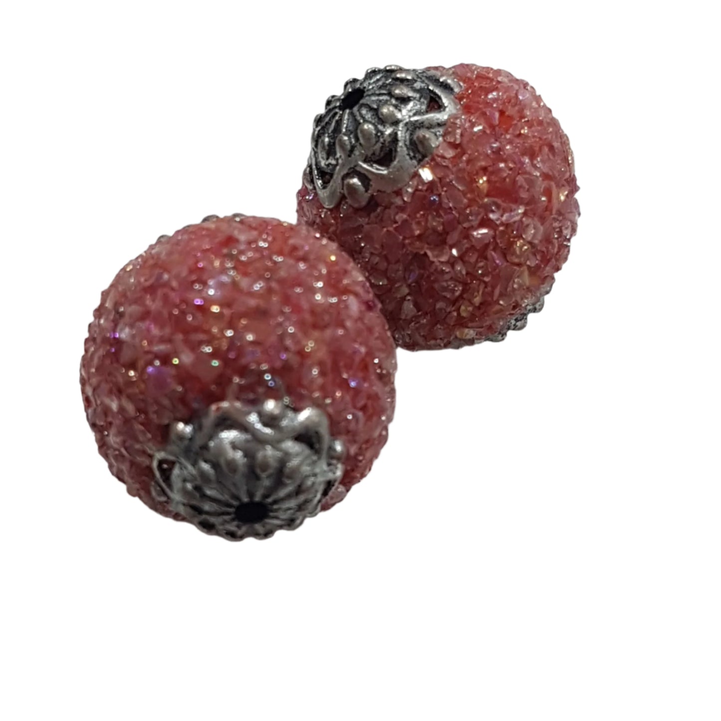 2pc Red Kashmiri Beads With AB glass