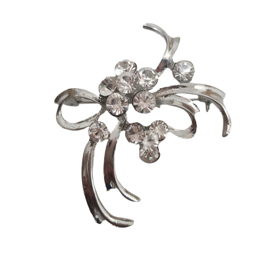 Silver Floral Brooch On Vines