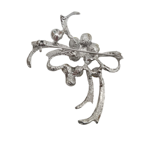 Silver Floral Brooch On Vines