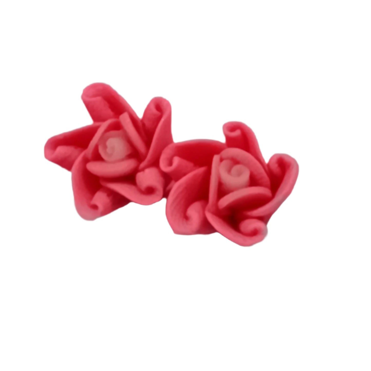 10pc Handmade Polymer Clay Pink Flower Beads