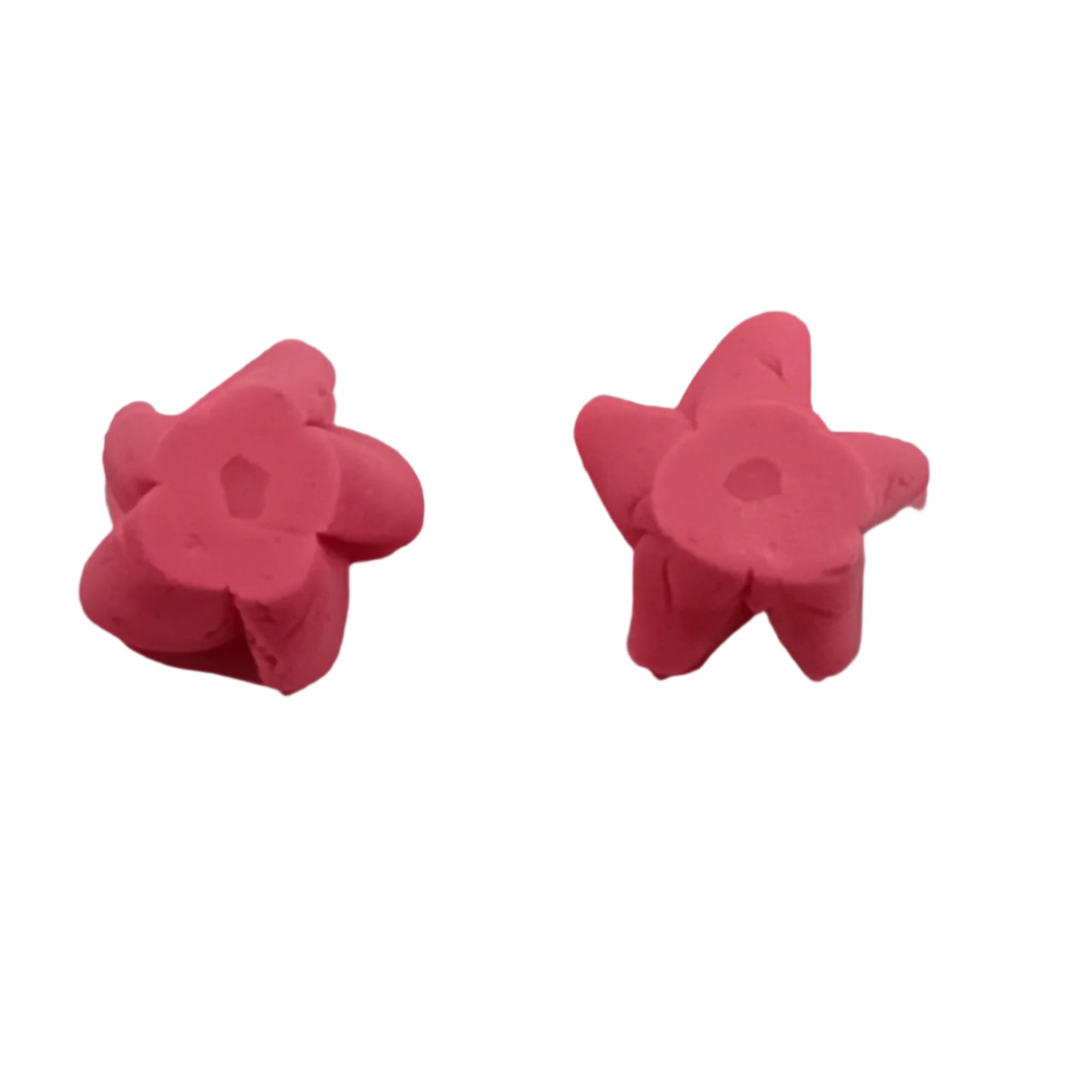 10pc Handmade Polymer Clay Pink Flower Beads