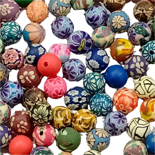 30pc Handmade Polymer Clay Multicolored Beads