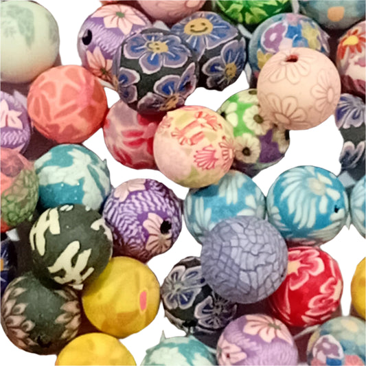 20pc Handmade Polymer Clay Multicolored Beads