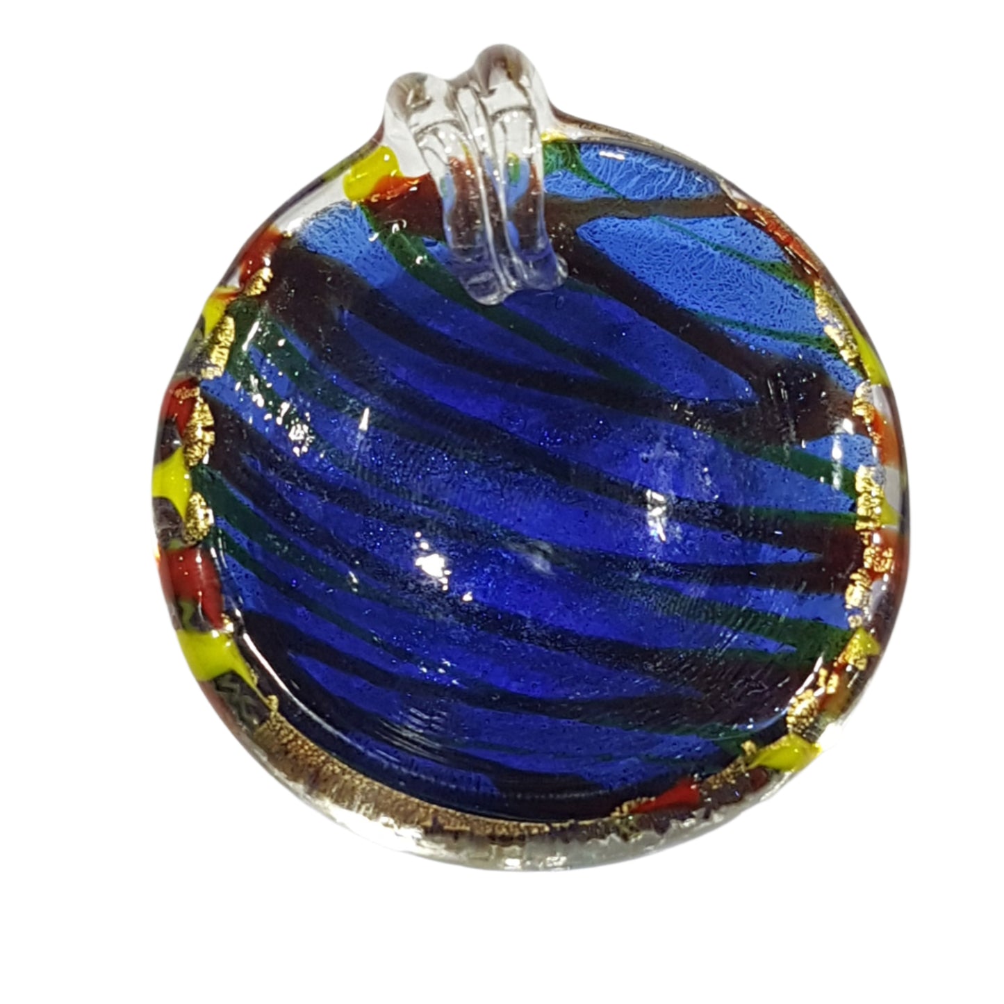 Large Round Blue Lampwork Glass Pendant