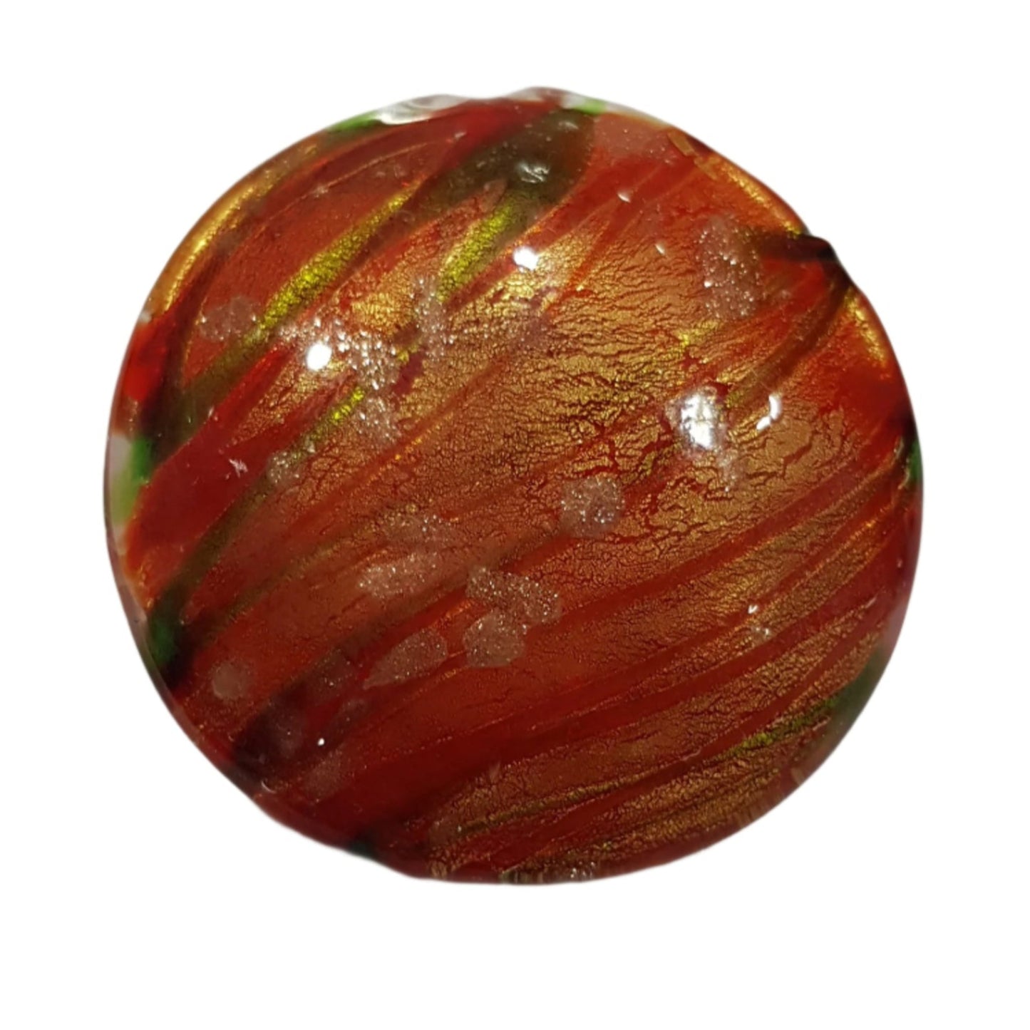 Large Round Red Lampwork Glass Pendant