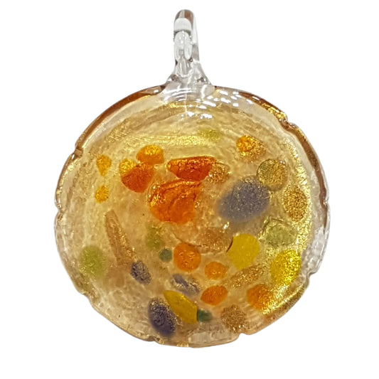 Yellow & Gold Lampwork Glass Pendant