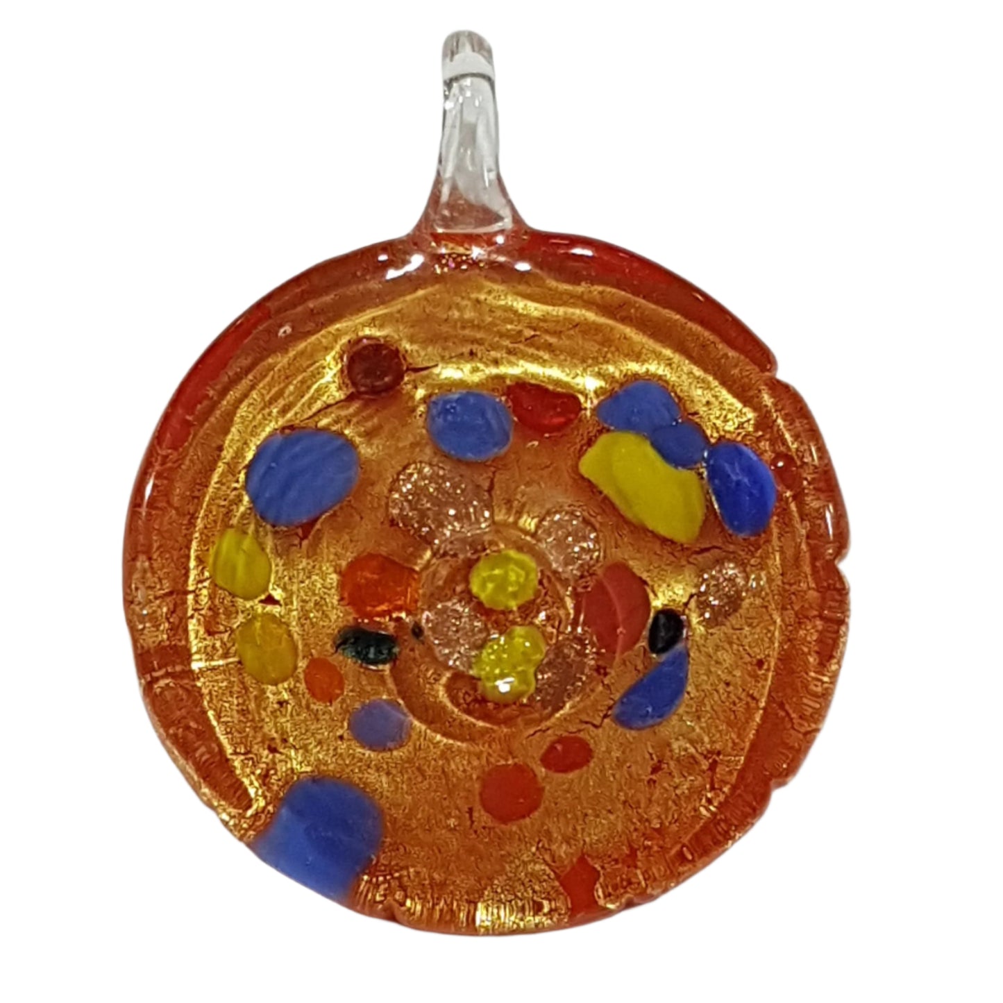 Red & Gold Lampwork Glass Pendant